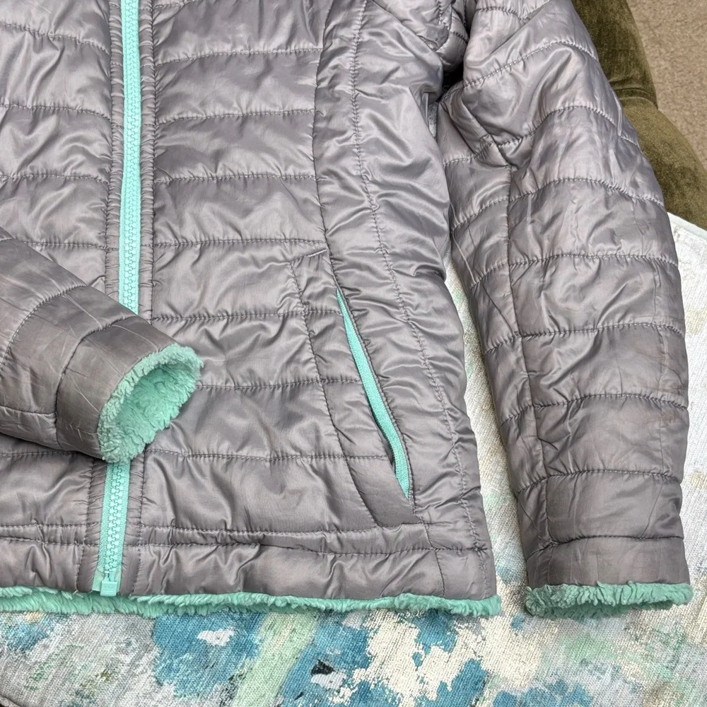 The North Face Kids reversible Fleece Puffer Jacket size 7/8 - Picture 7 of 9